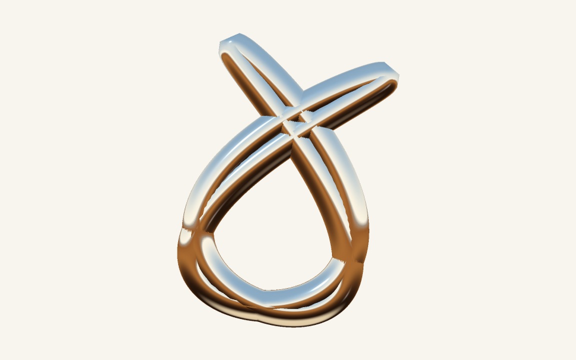 a drawn knot turned solid, in chrome